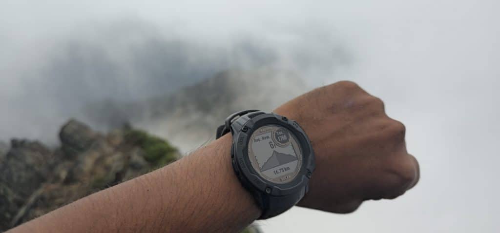 Summit of Mt. MacFarlane Altitude Meter on Garmin Instinct Tactical Solar Watch